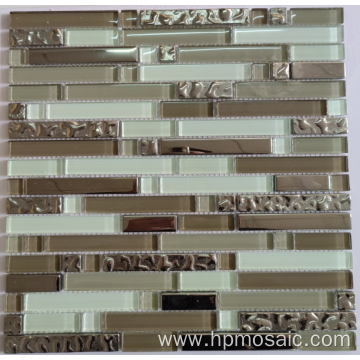 White mix brown electroplated laminated glass mosaic